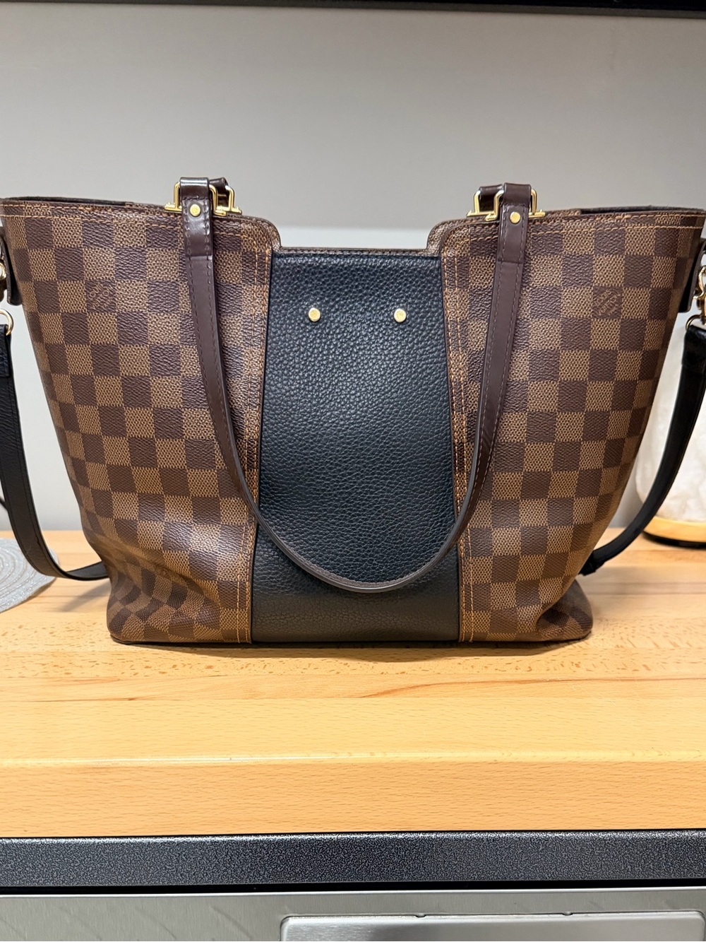 Authentic Louis Vuitton Jersey Tote in Damier Ebene & Noir (N44023)